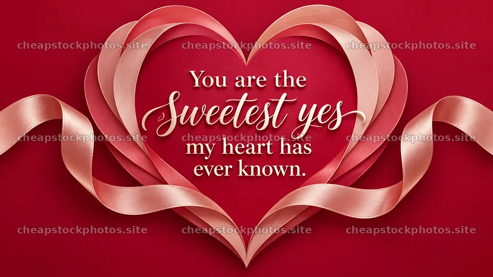 Sweetest Yes Heart Greeting with Satin Ribbon – stock photos 10324x5812