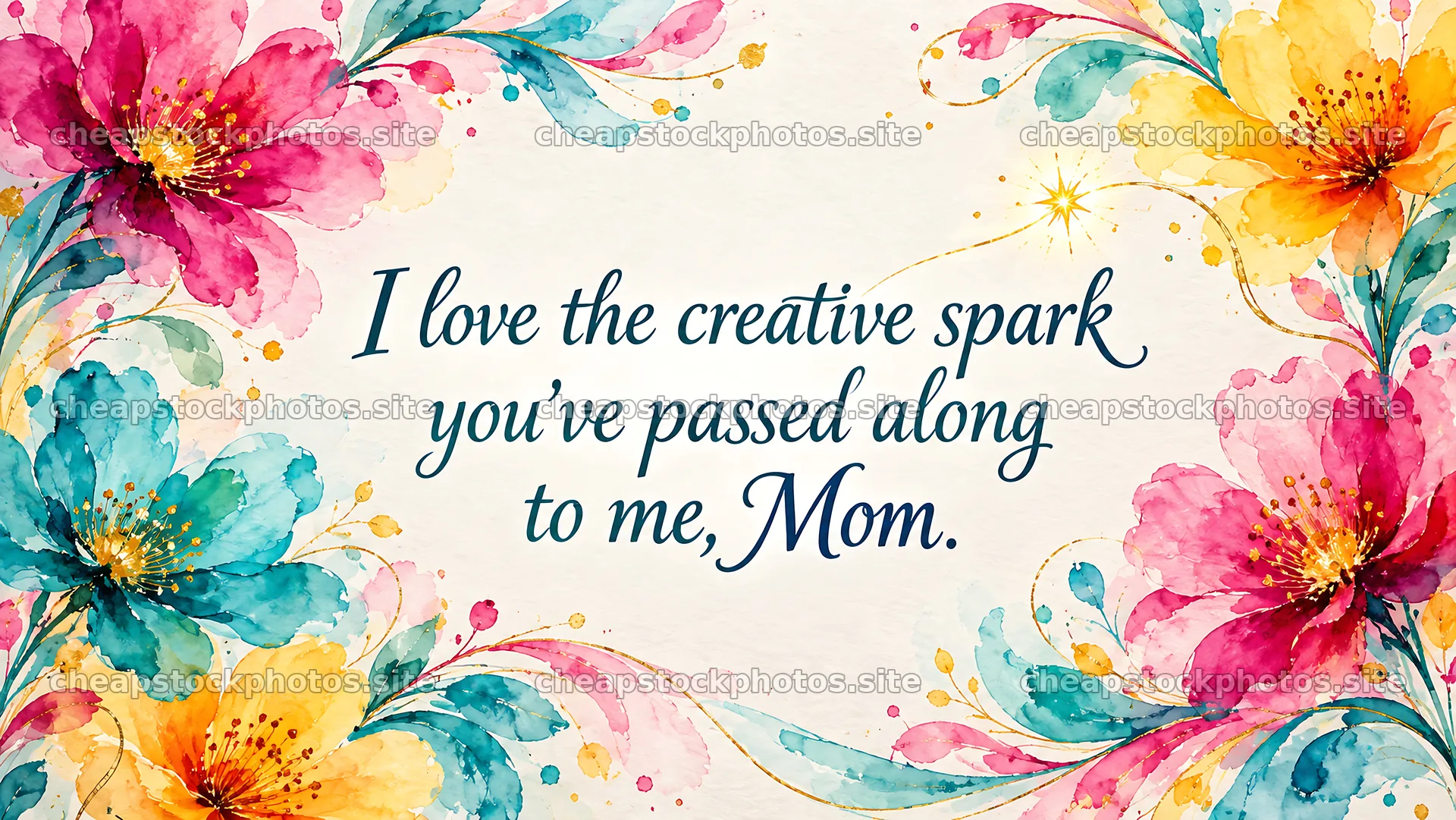 Watercolor Floral Greeting for Mom – stock photos 10324x5812