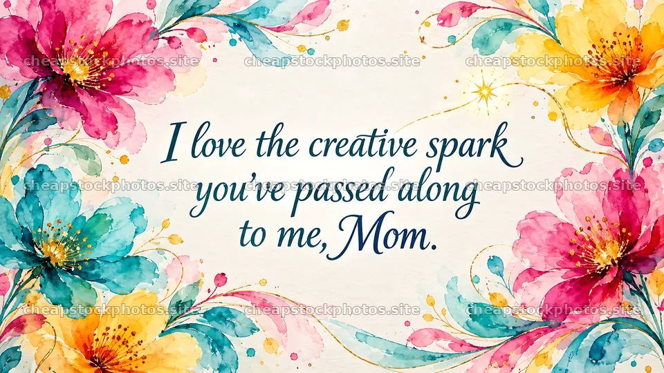 Watercolor Floral Greeting for Mom – stock photos 10324x5812