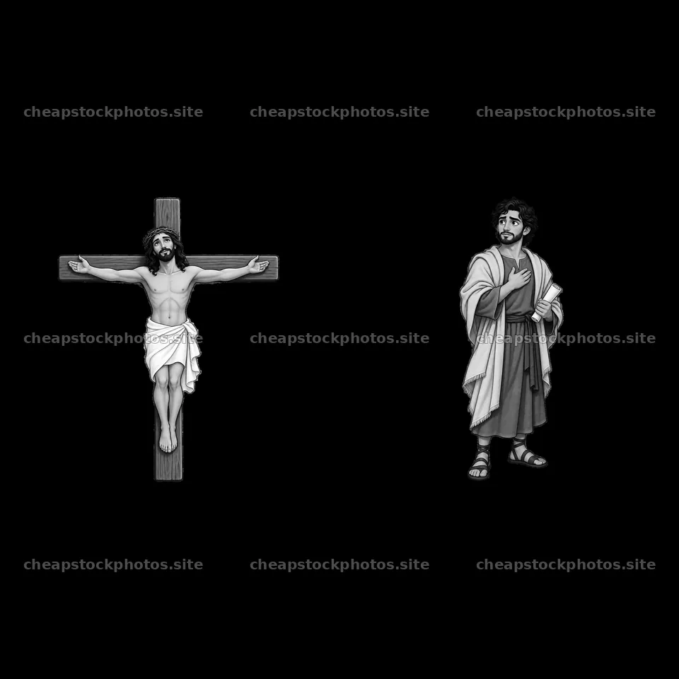 Jesus on the cross with a man standing beside him – stock photos 7746x7746