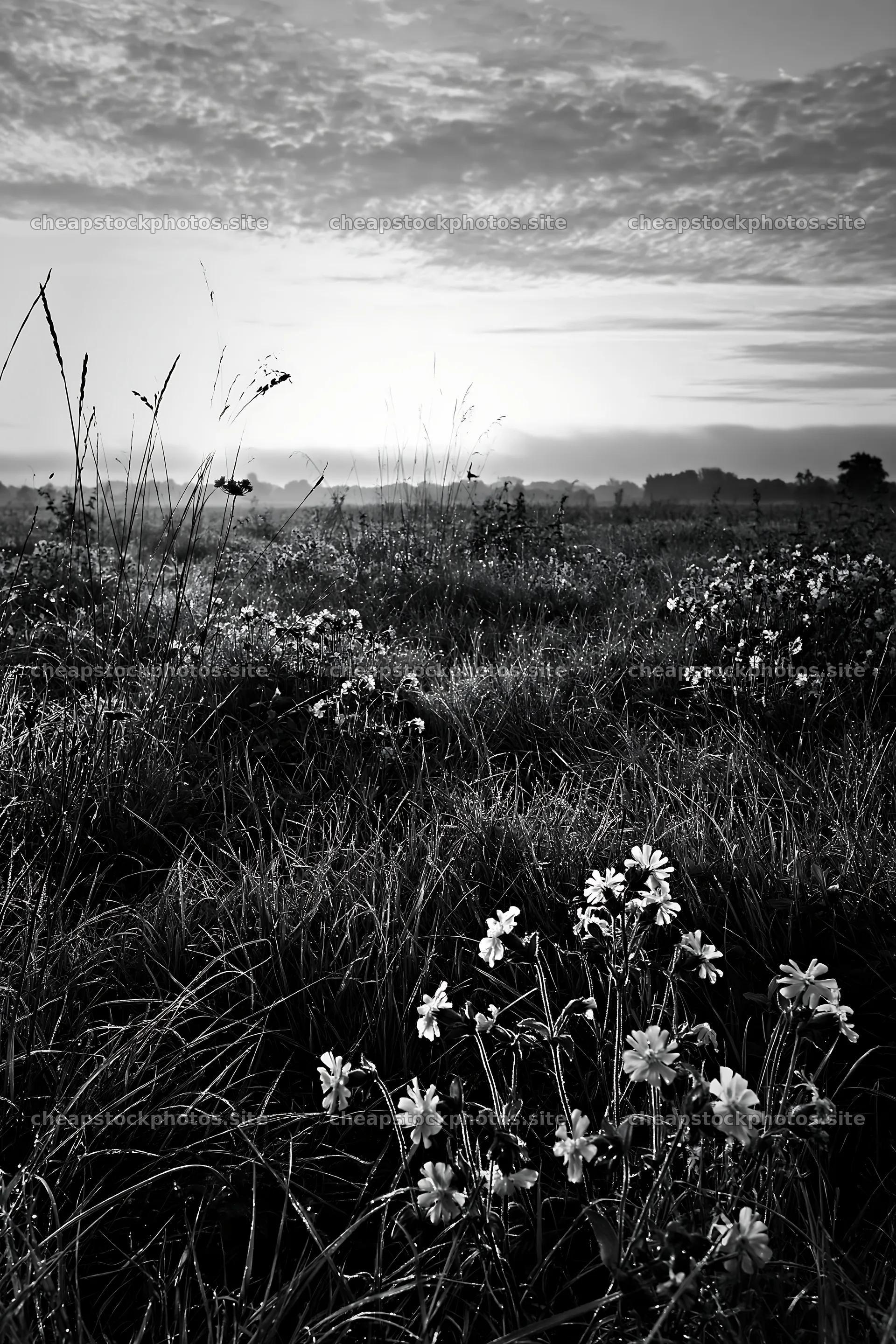 Pink campion flowers in a meadow during early morning light – stock photos 6480x9722