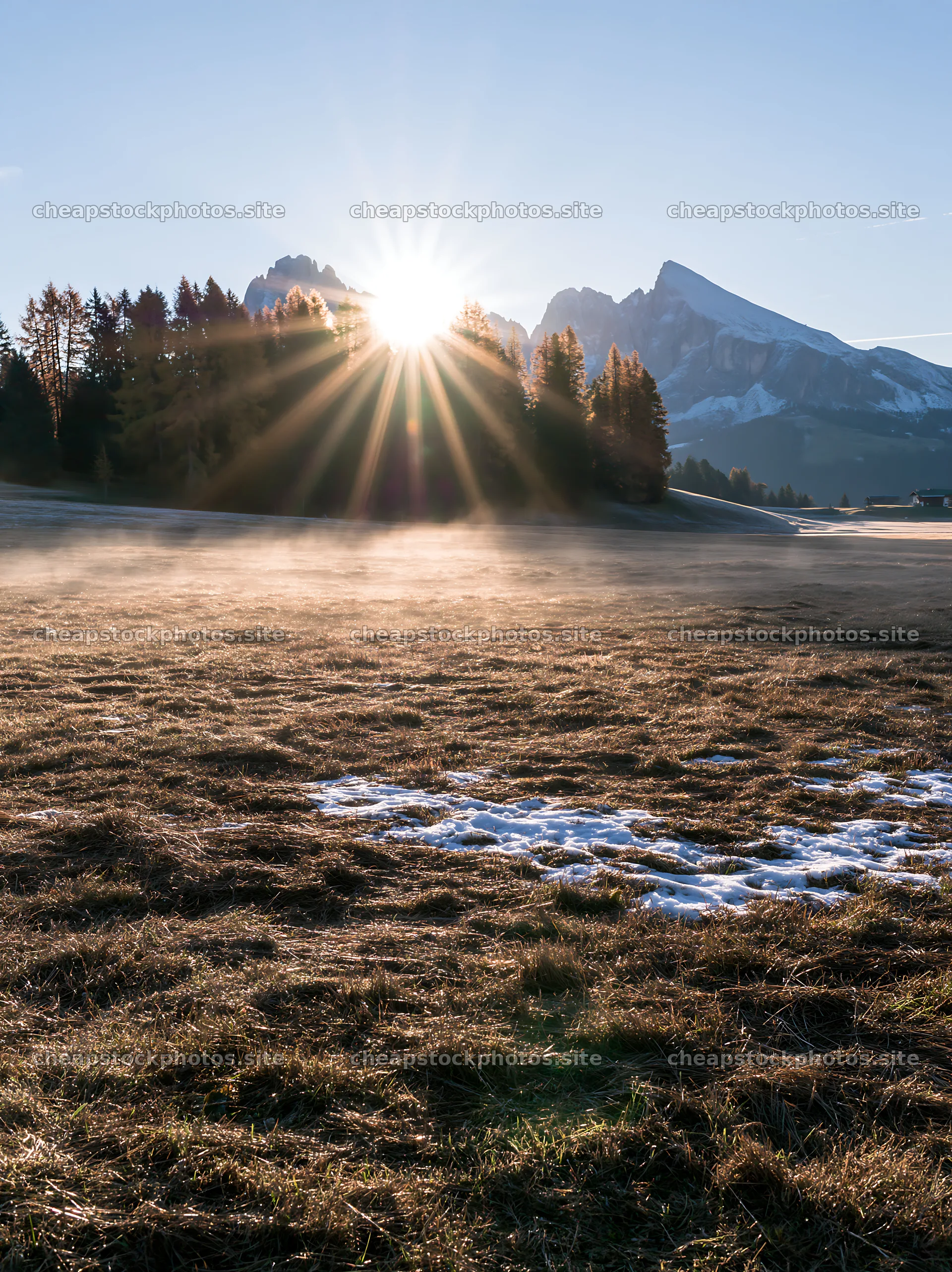 Alpe di Siusi meadow sunbeams shine over the landscape – stock photos 6866x9174