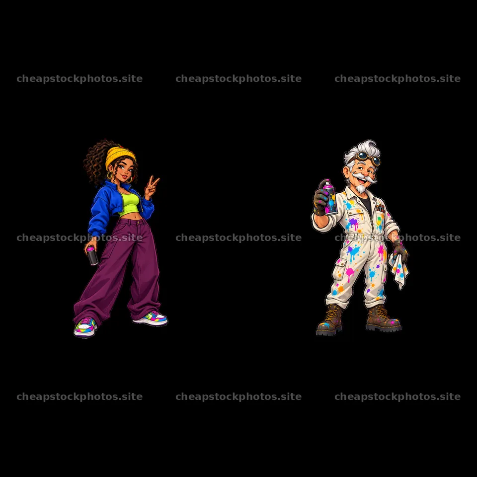 Cool graffiti sprayer characters with spray paint in hand – stock photos 7746x7746