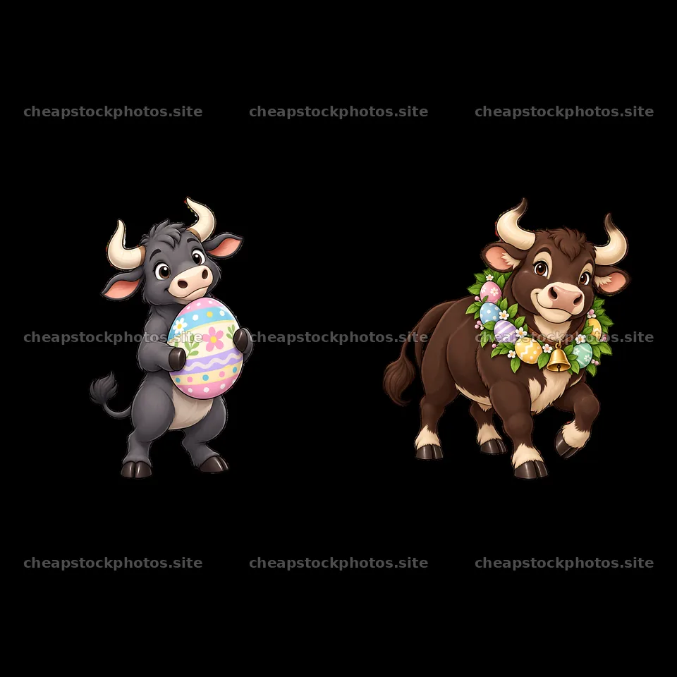 Easter oxes with decorated eggs and floral accessories – stock photos 7746x7746
