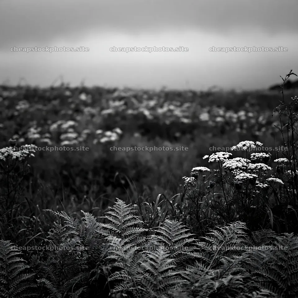 Nara summer meadow with ferns and flowers in the foreground – stock photos 7938x7938