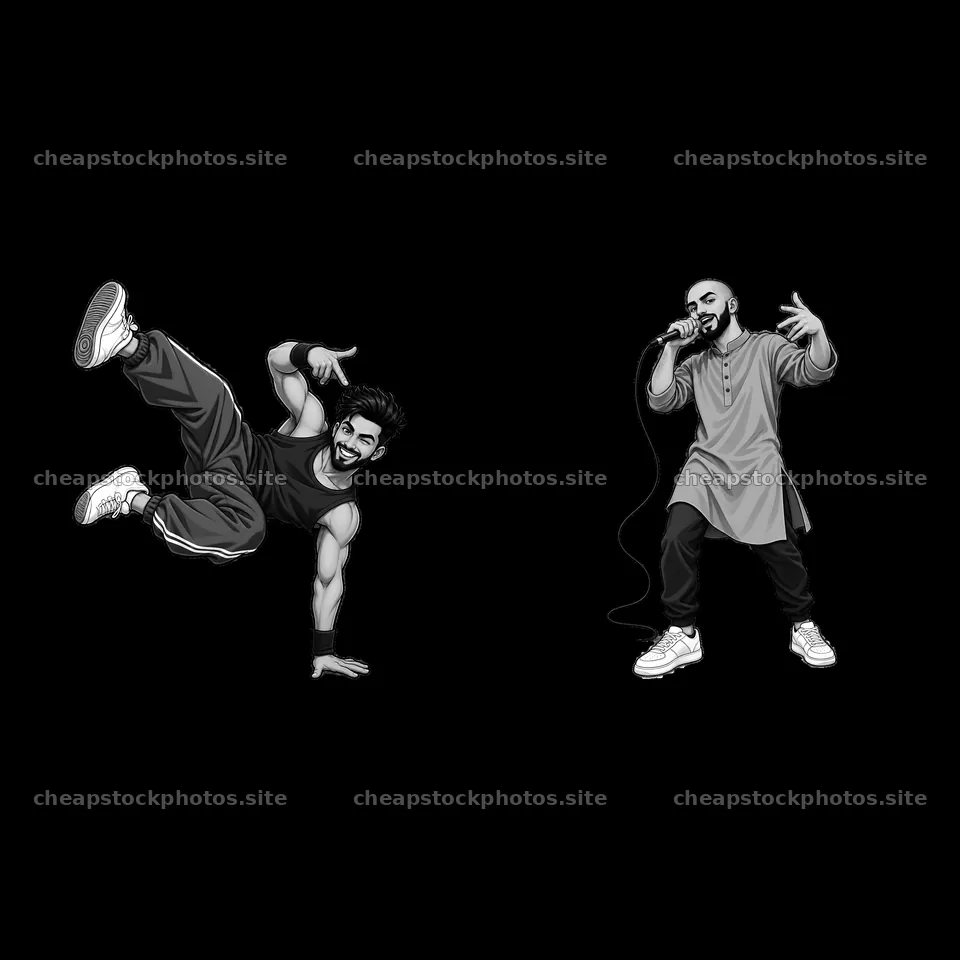 Hip-hop artists dancing and performing on a neutral background – stock photos 7746x7746