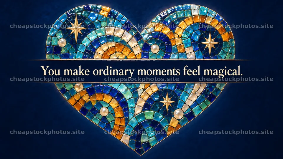 Mosaic Heart with a Magical Love Message – stock photos 10324x5812