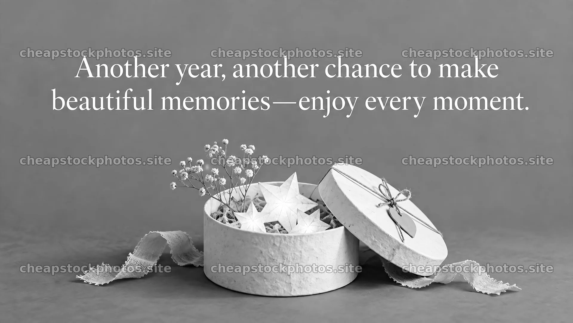 Monochrome Birthday Gift Greeting with Message – stock photos 10324x5812